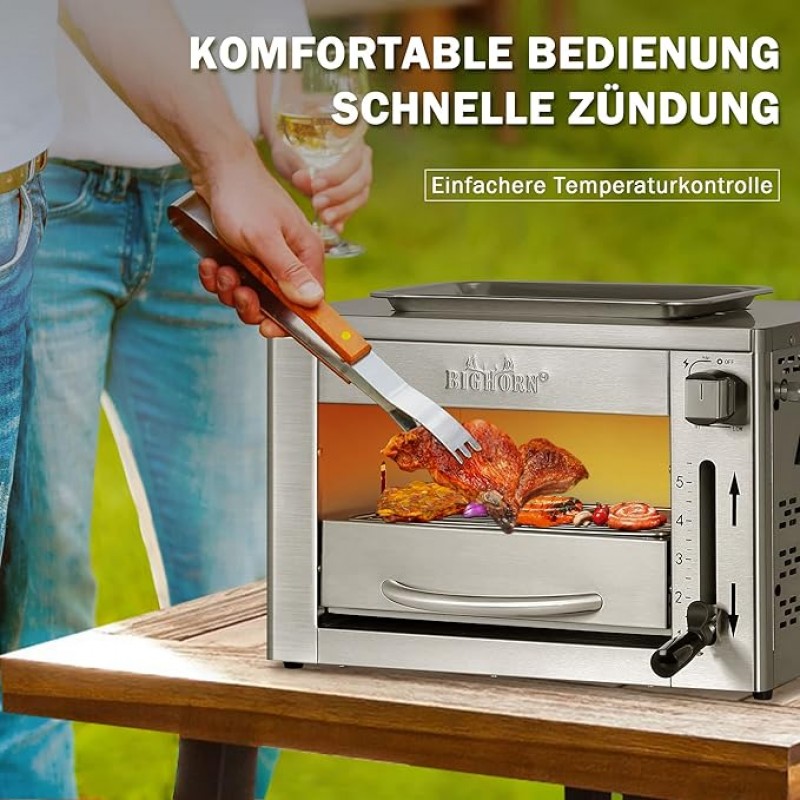 Steakgrill Infrarot tragbarer Gasgrill 870°C perfekt für Steak Picknick BBQ 33 x 45 x 30 cm – Thumbnail 6