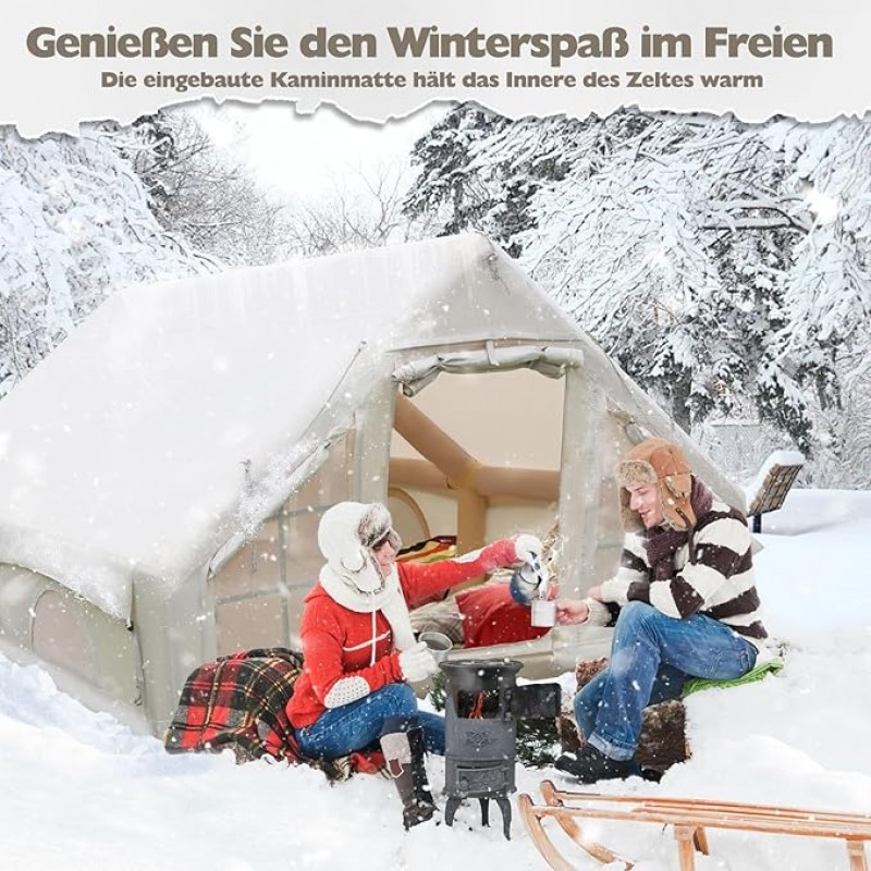 Glampingzelt aufblasbar 400 x 300 x 210 cm aufblasbares Campingzelt für 4–8 Personen großes Outdoor – 5