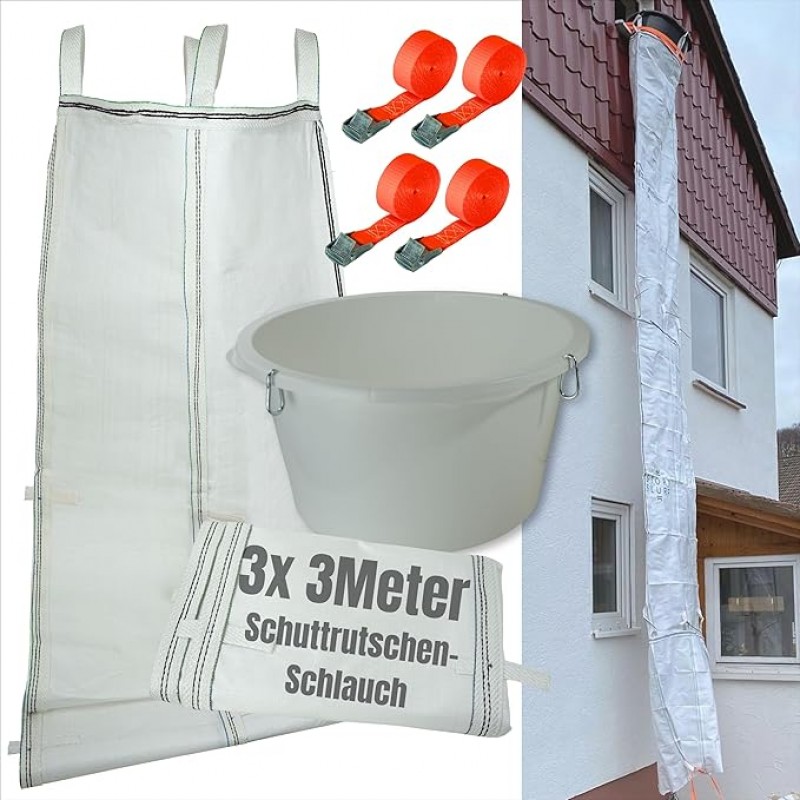 Bauschuttrutsche Schuttrutsche Bauschuttentsorgung 9 m flexibel 3 x 3 m Schläuche