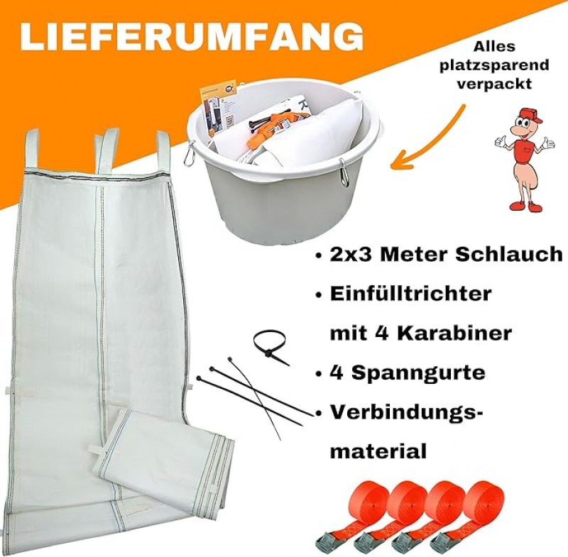 Bauschuttrutsche Schuttrutsche Bauschuttentsorgung 9 m flexibel 3 x 3 m Schläuche – 5