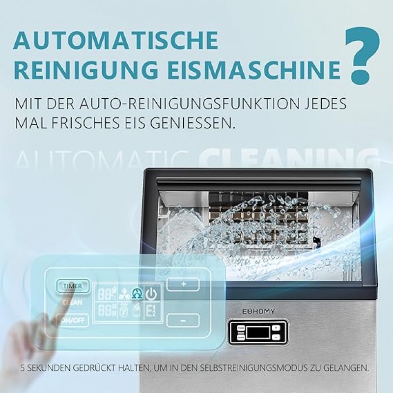 Eiswürfelbereiter Eiswürfelmaschine Eismaschine 180 Eiswürfel/Std kommerziell 45 kg/24 h Edelstahl – 5