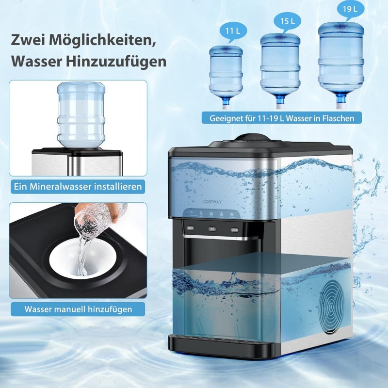 Wasserspender 3 in 1 Eiswürfelmaschine mit Warm-/Kaltwasser Eiswürfel in 10 Minuten Eismaschine 3 L  – Thumbnail 6