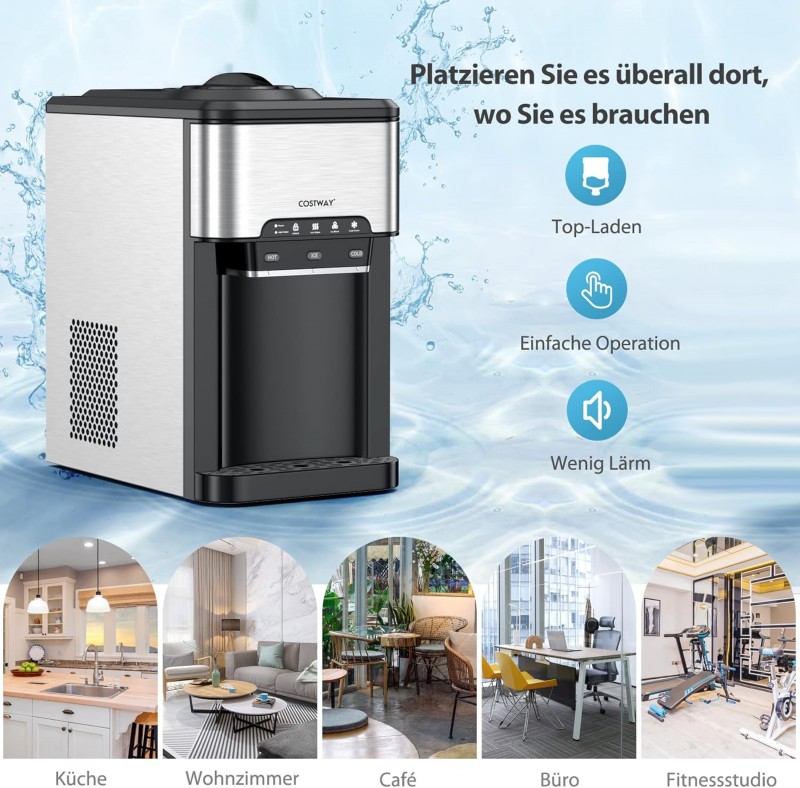 Wasserspender 3 in 1 Eiswürfelmaschine mit Warm-/Kaltwasser Eiswürfel in 10 Minuten Eismaschine 3 L  – Thumbnail 8