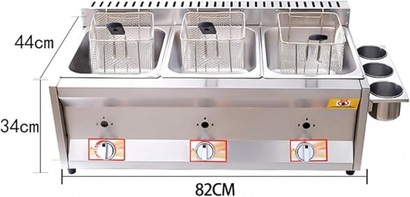 Gasfritteuse Fritteuse gewerblich 2 Tanks 10 l x 2/3 Korb Deckel Edelstahl Propan große Kapazität – 2