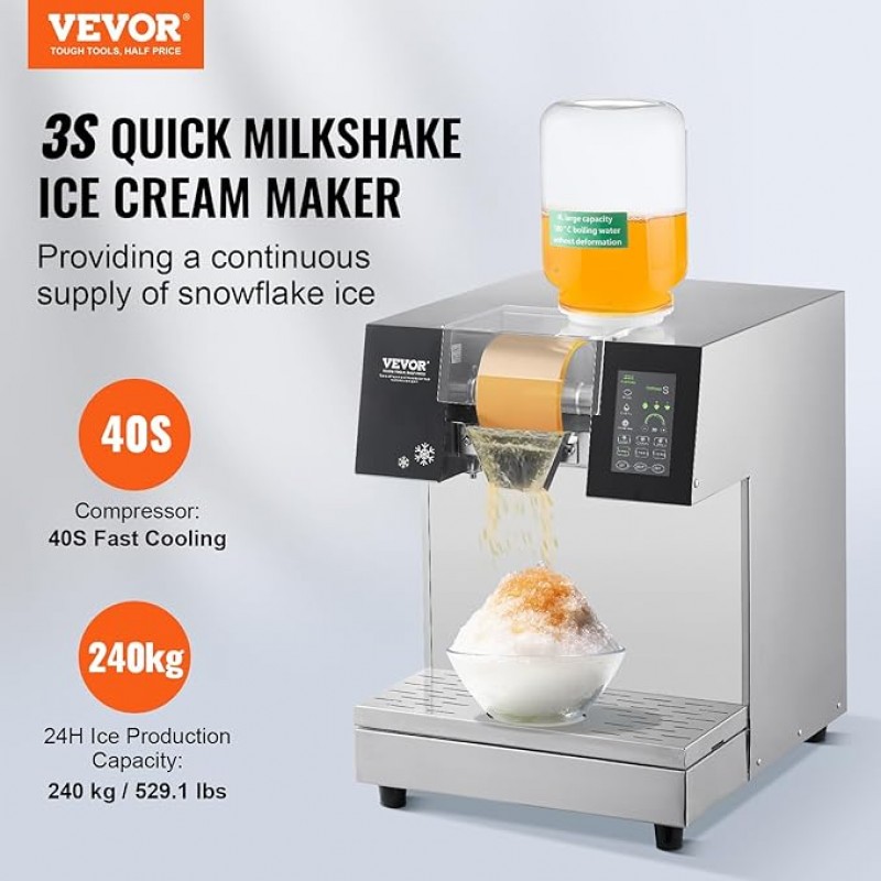 Schneeflocken-Eisbereiter Milchshake Softeis 240 kg/24 h Edelstahl-Eisrasierer Schneekegel-Maker – 4