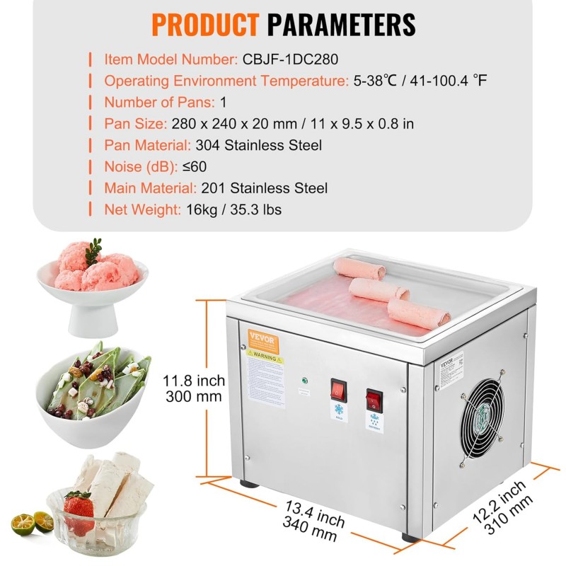 Eisrollenmaschine zum Frittieren von Eisrollen 28 x 24 x 2 cm Pfanne zum Frittieren von Eiscreme Eis – Thumbnail 6