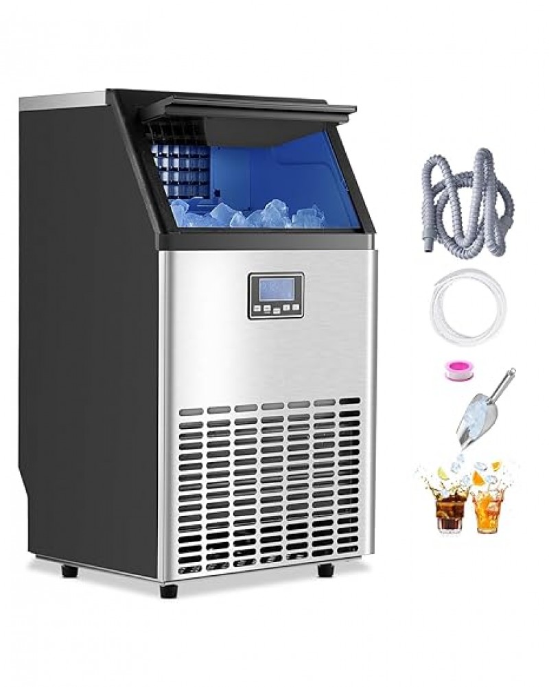 Eiswürfelmaschine gewerblich Eiswürfelbereiter Eismaschine 50 kg/Tag mit 17 kg Speicherkapazität 45 