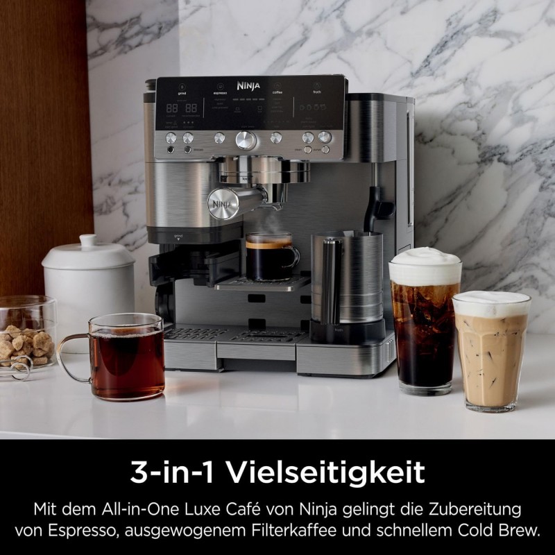 Ninja Kaffeeautomat Luxe 3-in-1-Kaffeemaschine mit Mahlwerk und Aufschäumer für Latte Cappuccino – Thumbnail 7