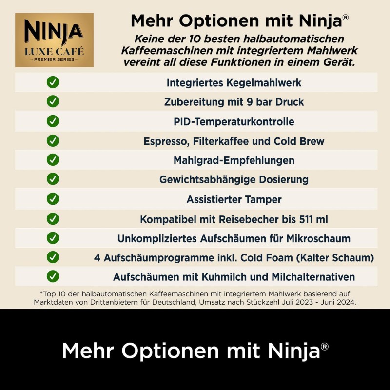 Ninja Kaffeeautomat Luxe 3-in-1-Kaffeemaschine mit Mahlwerk und Aufschäumer für Latte Cappuccino – Thumbnail 9