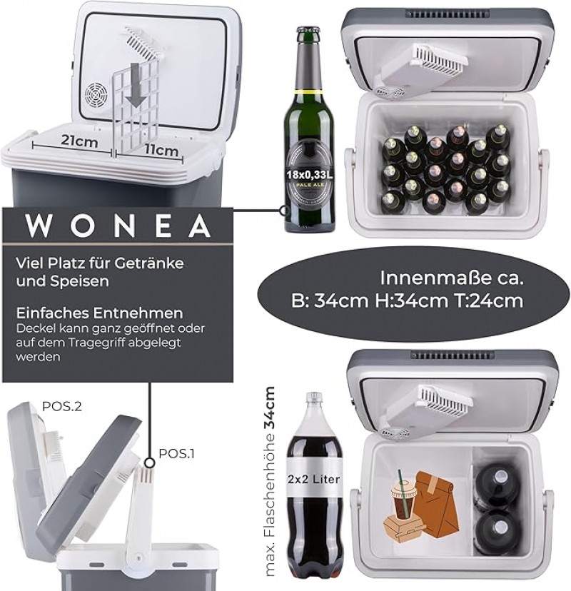 Kühlbox 32L elektrisch 12V + 230V Kühlen und Heizen elektrische Kühlbox Thermoelektrische Kühlbox  – Thumbnail 6