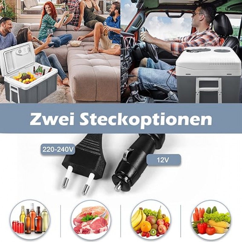 Kühlbox 48 L mit Rollen tragbarer Mini Kühlschrank 12V 220V thermoelektrische Kühlbox kühlen+wärmen – Thumbnail 6