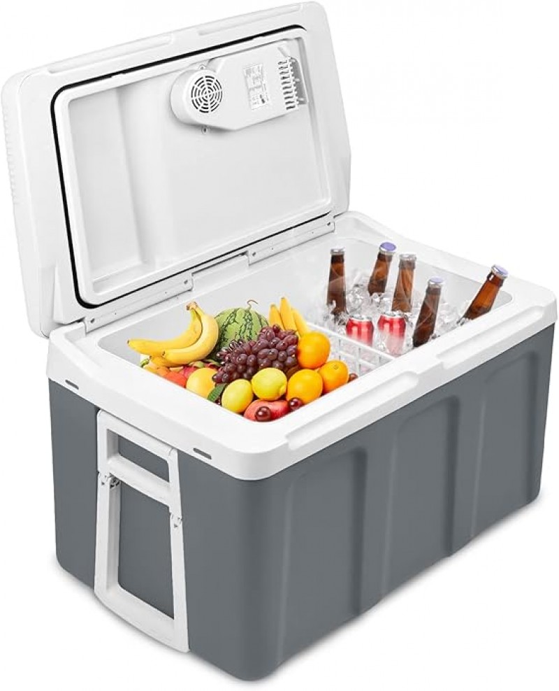 Kühlbox 48 L mit Rollen tragbarer Mini Kühlschrank 12V 220V thermoelektrische Kühlbox kühlen+wärmen