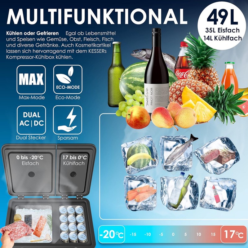 Tiefkühlbox 49 L Kühlbox Gefrierbox Kühlschrank Tiefkühlschrank Tiefkühltasche bis minus -20°C – Thumbnail 7