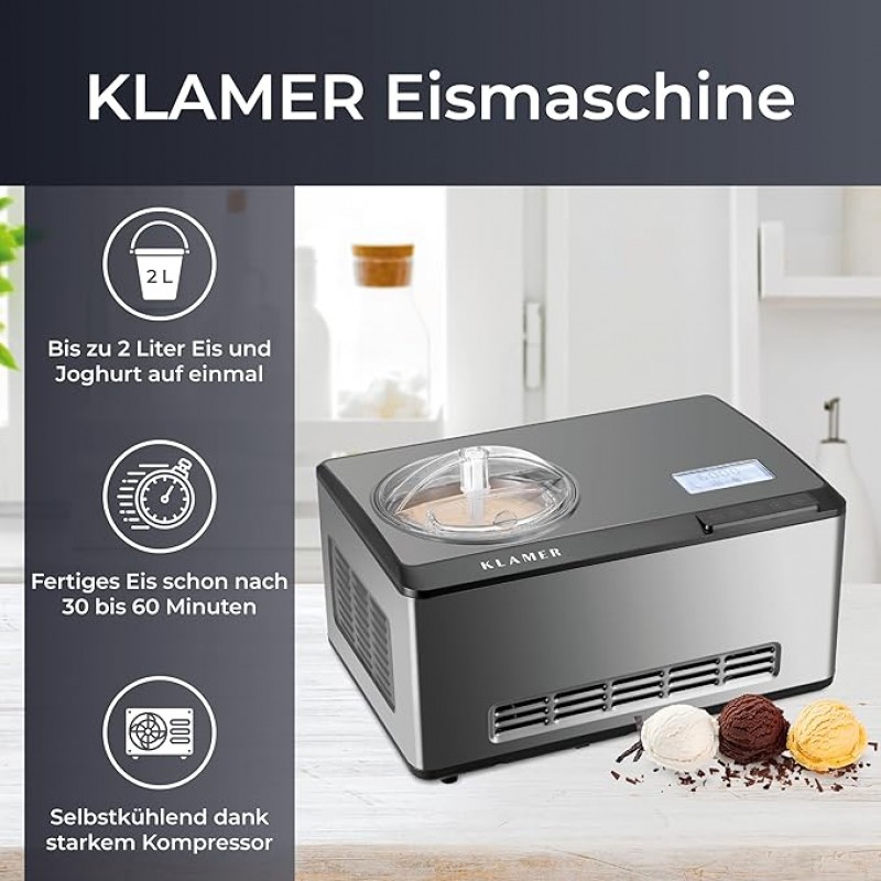 Streicheis Maschine Eismaschine & Joghurtbereiter 2L Speiseeis Maschine 180W Edelstahl Eismaschine – 3