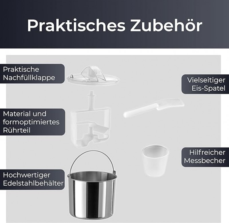Streicheis Maschine Eismaschine & Joghurtbereiter 2L Speiseeis Maschine 180W Edelstahl Eismaschine – 5