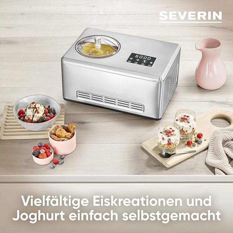 Creammaker Eismaschine Cream Maker 2 l mit Joghurtfunktion Edelstahl 180 Watt mit 2 x 2 L Behälter – 4