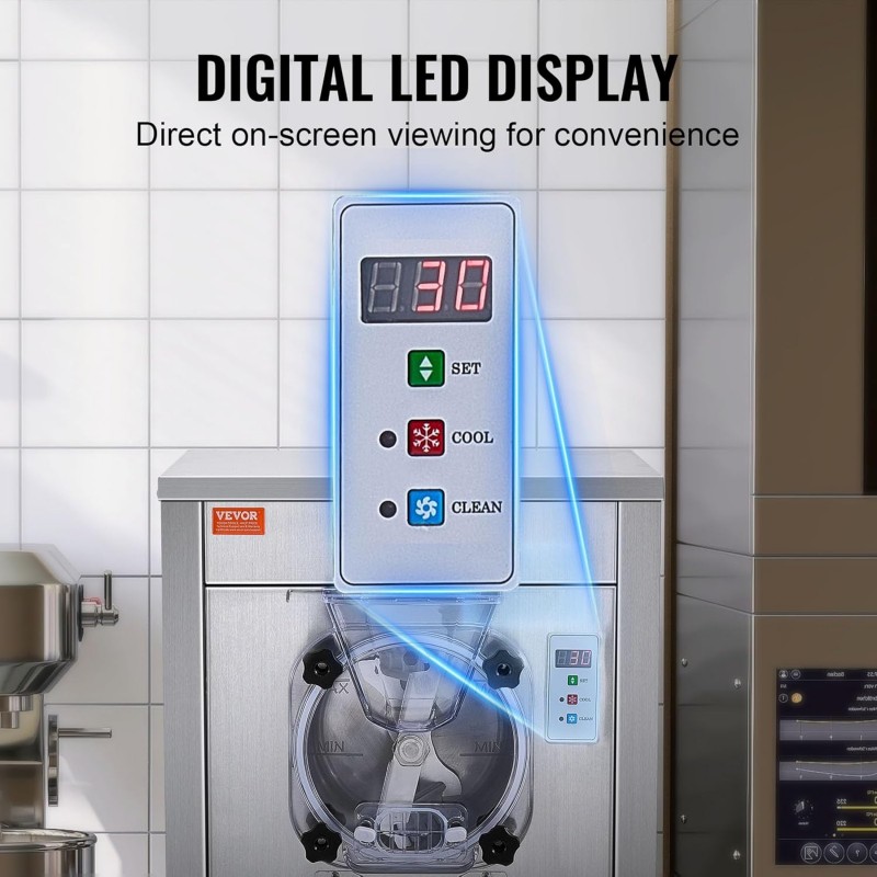 Gewerbliche Eismaschine Eisbereiter 18 l/h Harteismaschine mit Rädern 6 l Edelstahlzylinder LED – Thumbnail 7