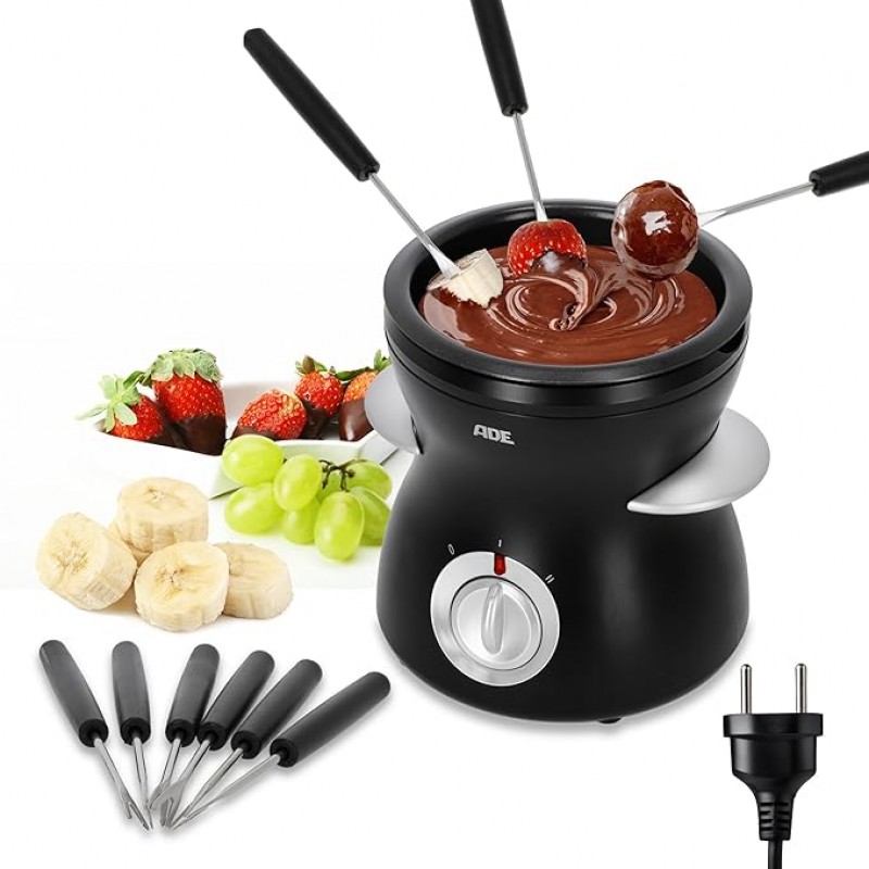Schokoladenfondue elektrisch 500 ml 8 Spieße 2 Temperaturstufen Schmelzen Warmhalten Temperatur