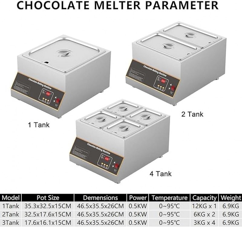 Schokoladenmischer elektrischer Schokoladenschmelzmixer Temperiermaschine Schokoladenschmelze 35–55 – 3