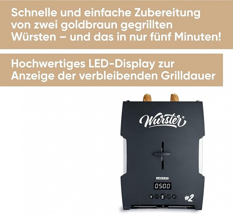 Wurstbräter Wurstgrill Wurstmaschine Wurstmaker schwarz abnehmbare Wurstablage [Energieklasse B] – 3