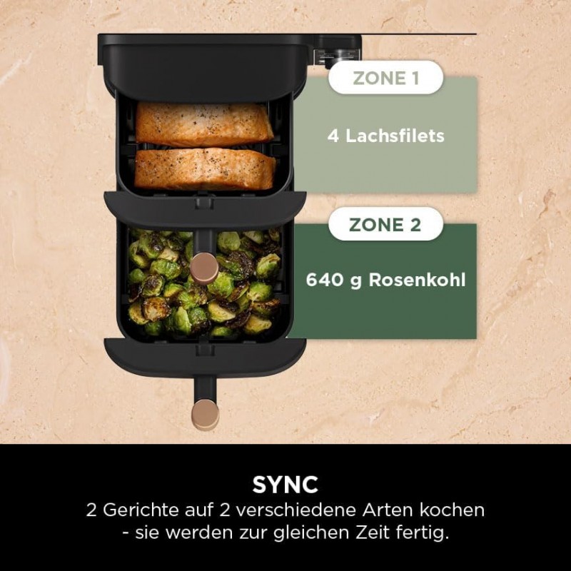 Heißluftfritteuse XL Double Stack 2 vertikale Schubladen 4 Kochstufen 2 Schlitze platzsparend 9,5 L – Thumbnail 7