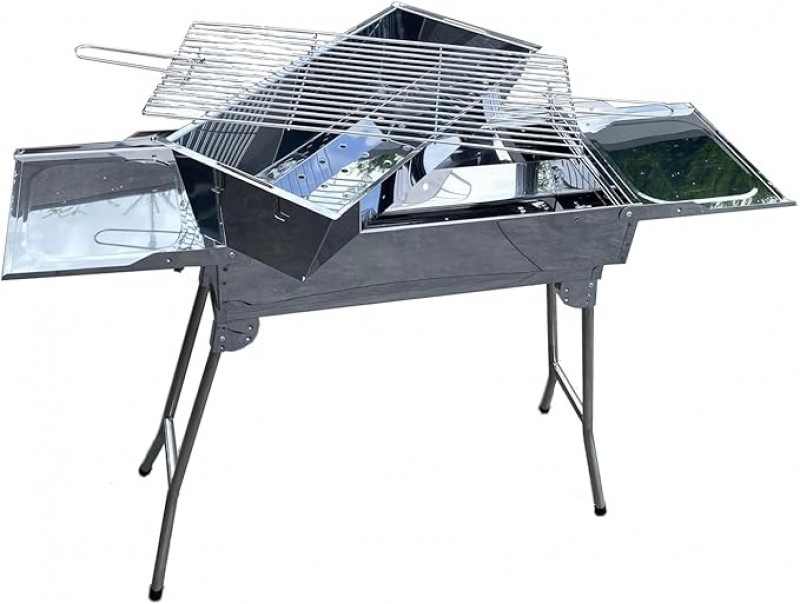 Standgrill Schaschlikgrill Family Grill klappbaren Füßen Döner- und BBQ Holzkohlegrill Säulengrill – 5