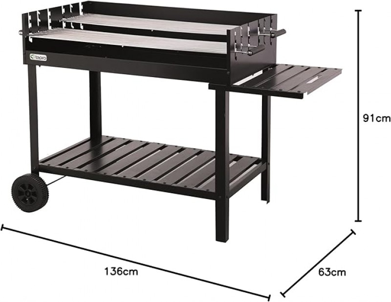 Holzkohlegrill klein Outdoor-Grill mit Rollen Holzkohlegrillwagen höhenverstellbar ca. 77 – 88 cm – 3