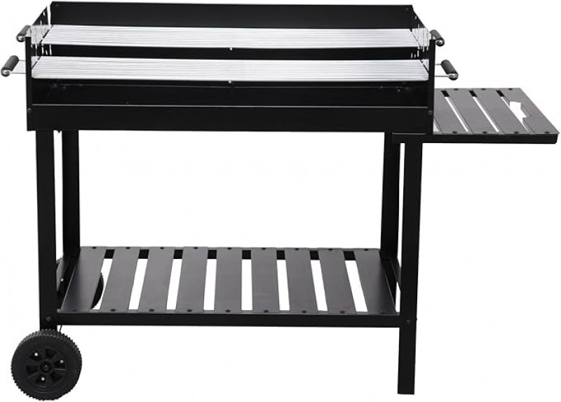 Holzkohlegrill klein Outdoor-Grill mit Rollen Holzkohlegrillwagen höhenverstellbar ca. 77 – 88 cm – 4