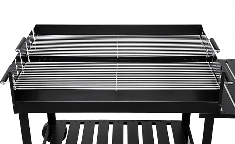 Holzkohlegrill klein Outdoor-Grill mit Rollen Holzkohlegrillwagen höhenverstellbar ca. 77 – 88 cm – 5