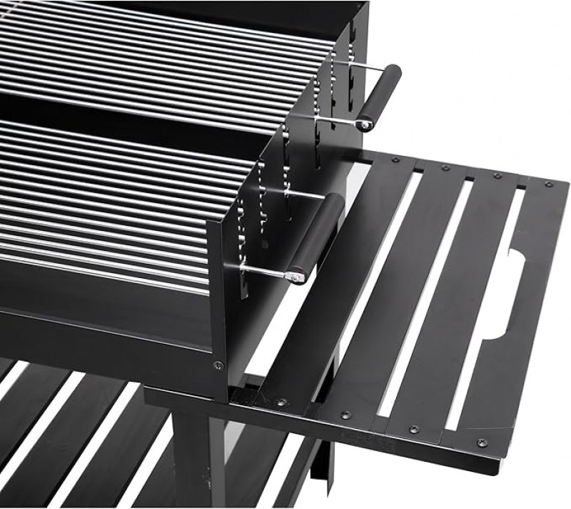 Holzkohlegrill klein Outdoor-Grill mit Rollen Holzkohlegrillwagen höhenverstellbar ca. 77 – 88 cm – Thumbnail 6