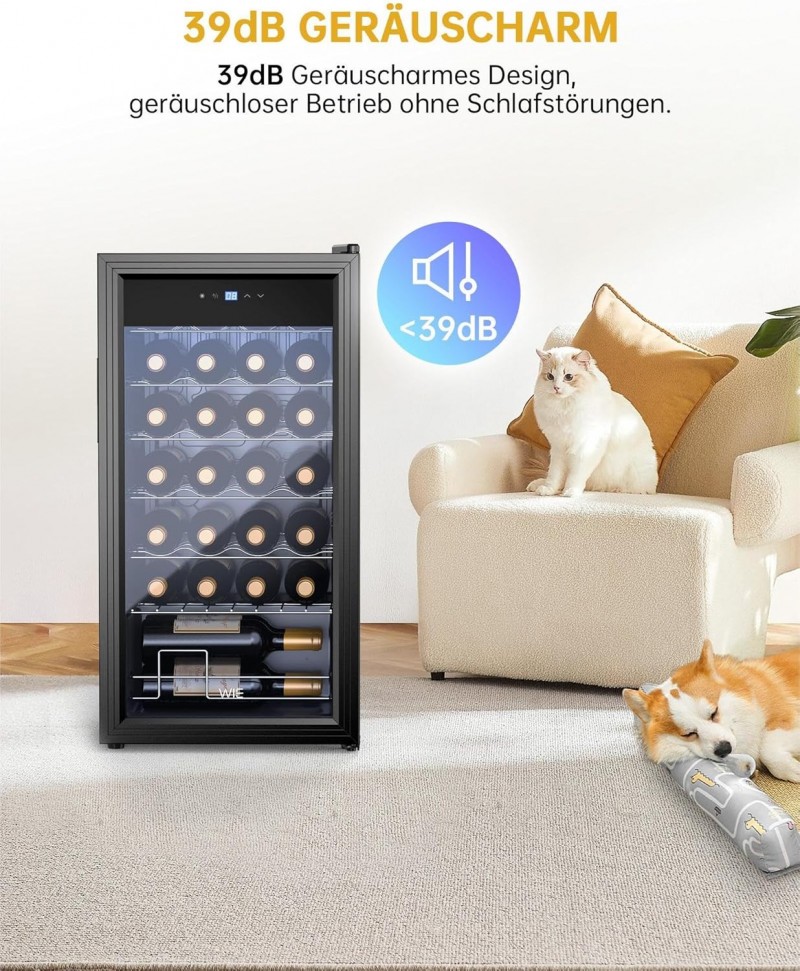 Weinkühlschrank Weinflaschenkühlschrank Weinschrank Kühlschrank Glastüre 28 Flaschen 82 L freistehen – Thumbnail 6