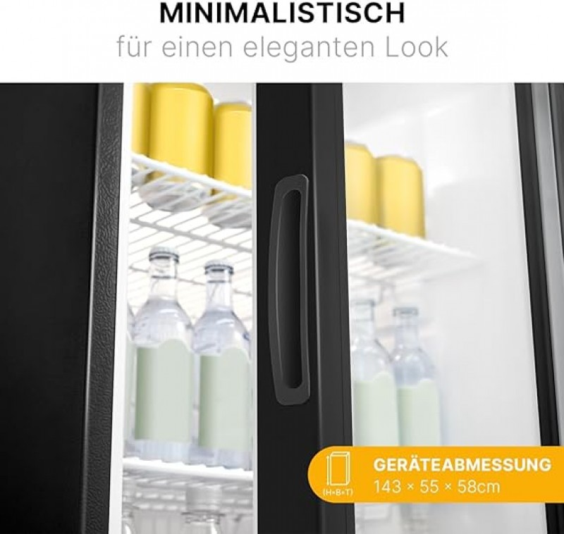 Kühlschrank Getränkekühlschrank Flaschenkühlschrank mit Glastür Kühlschrank 245 L Nutzinhalt und 5 G – 3