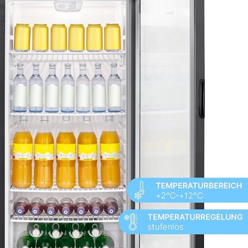 Kühlschrank Getränkekühlschrank Flaschenkühlschrank mit Glastür Kühlschrank 245 L Nutzinhalt und 5 G – 4