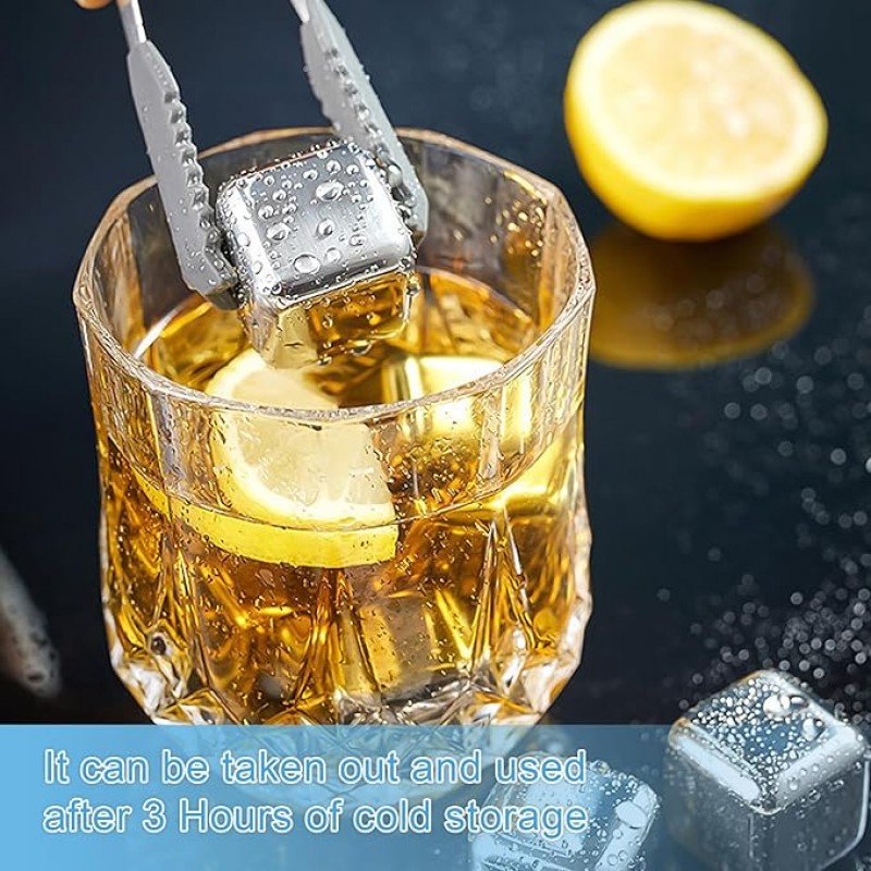 Eiswürfel Whiskysteine Edelstahl 18 Stück Edelstahl 304 widerverwendbar gefrorene Eiswürfel für Wein – Thumbnail 6