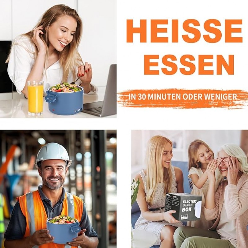 Thermobehälter 1000 ml elektrische Lunchbox Speisenwärmer Warmhaltebehälter Auto 3 in 1 (12V/24V/220 – Thumbnail 6