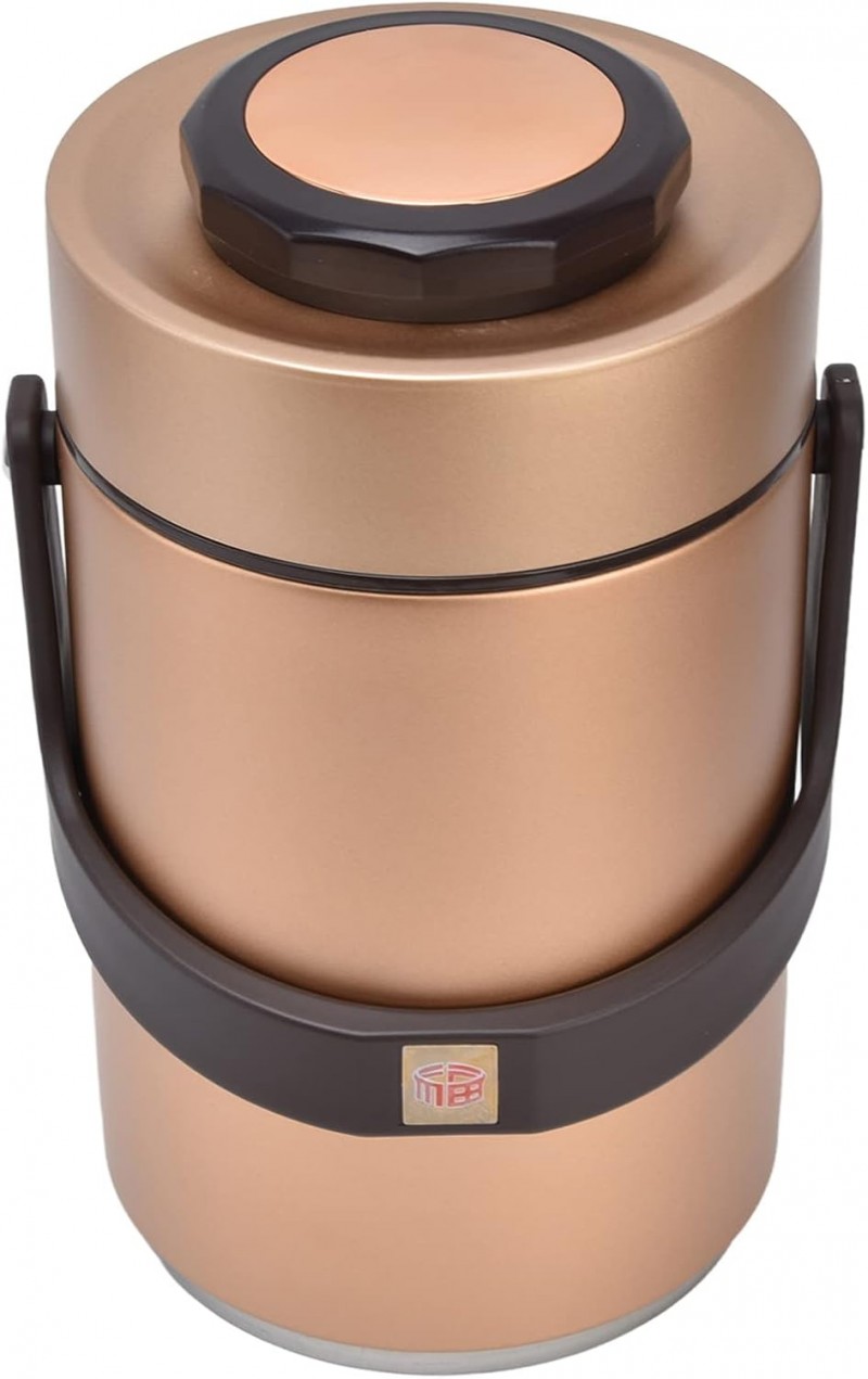 Thermobehälter gold Lebensmittelbehälter Warmhaltebehälter 2,3 l isoliert Edelstahl 3-lagig – Thumbnail 7