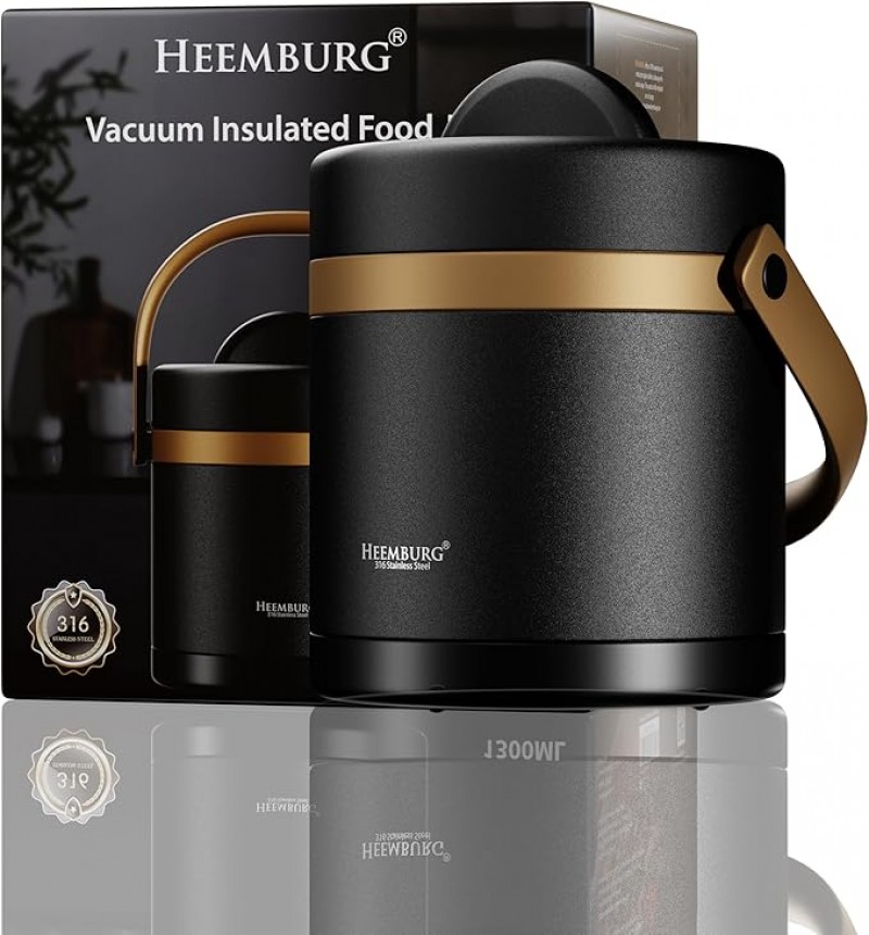Isolierbehälter Thermobehälter Speisenbehälter Wärmebehälter 1,3L Edelstahl warme Speisen Mahlzeit – Thumbnail 6