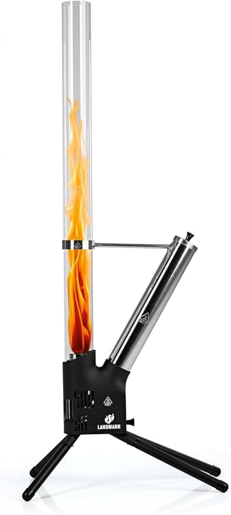 Feuerrohr Edelstahl Pelletfackel dekorative Feuersäule für Garten &amp; Terrasse raucharme Pelletfackel  – 2