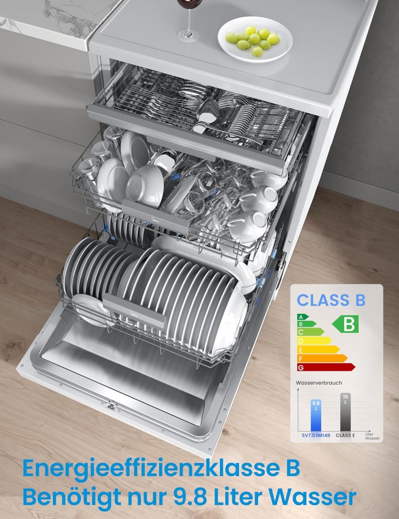 Geschirrspülmaschine Geschirrspüler Spülmaschine 60 cm freistehend 14 Maßgedecke 8 Programme mit WLA – 5