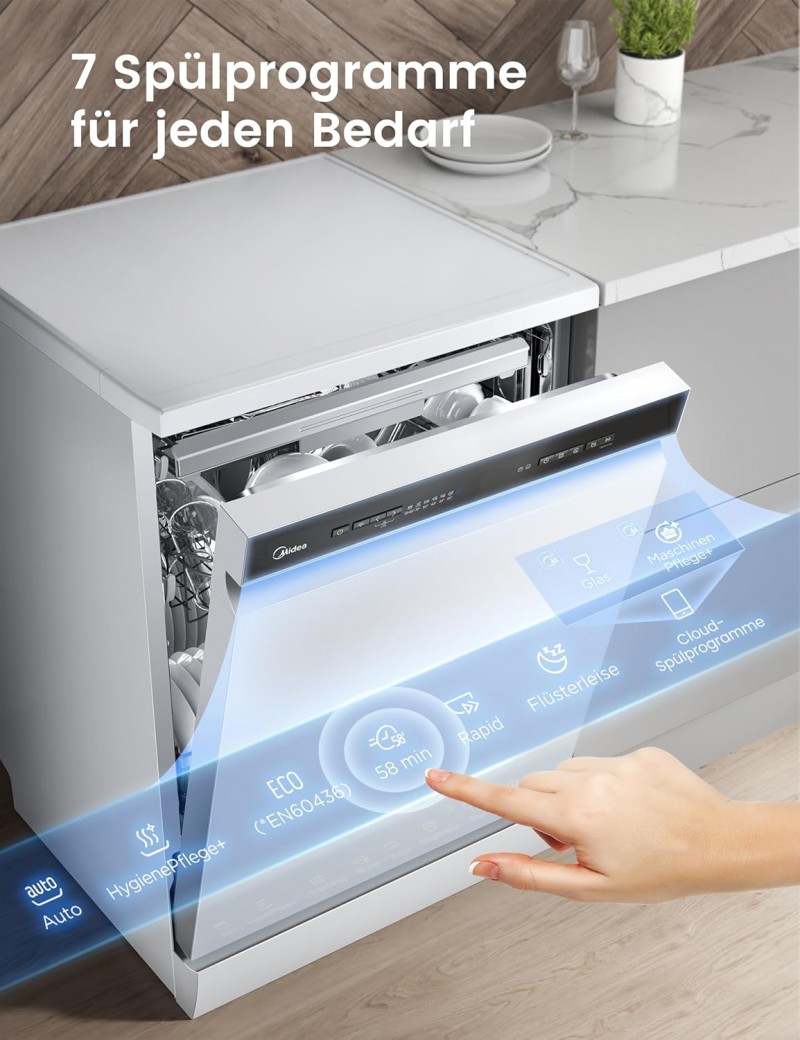 Geschirrspülmaschine Geschirrspüler Spülmaschine 60 cm freistehend 14 Maßgedecke 8 Programme mit WLA – Thumbnail 6