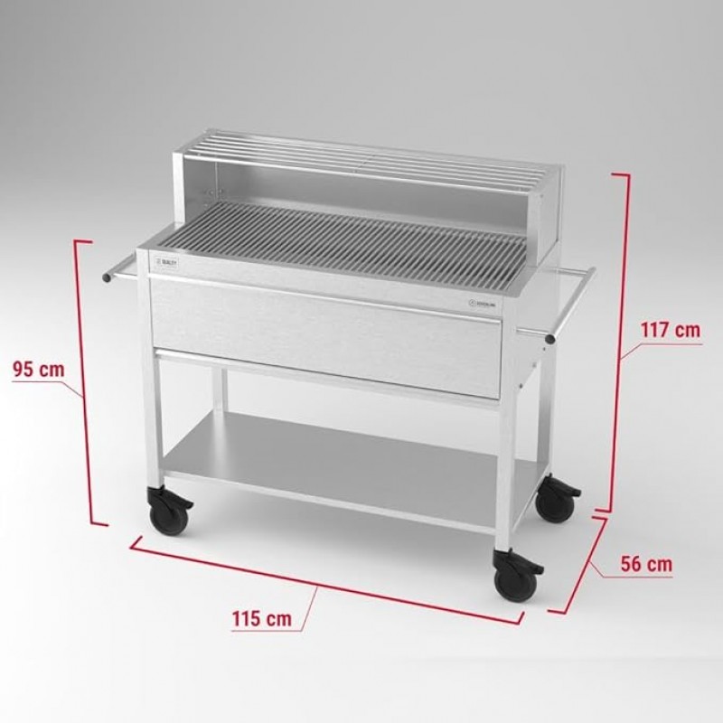 Gastrogrill Gastro Holzkohlegrill Profigrill Edelstahlgrill XXL Grill Holzkohle 4 Lenkrollen 8 mm – 2