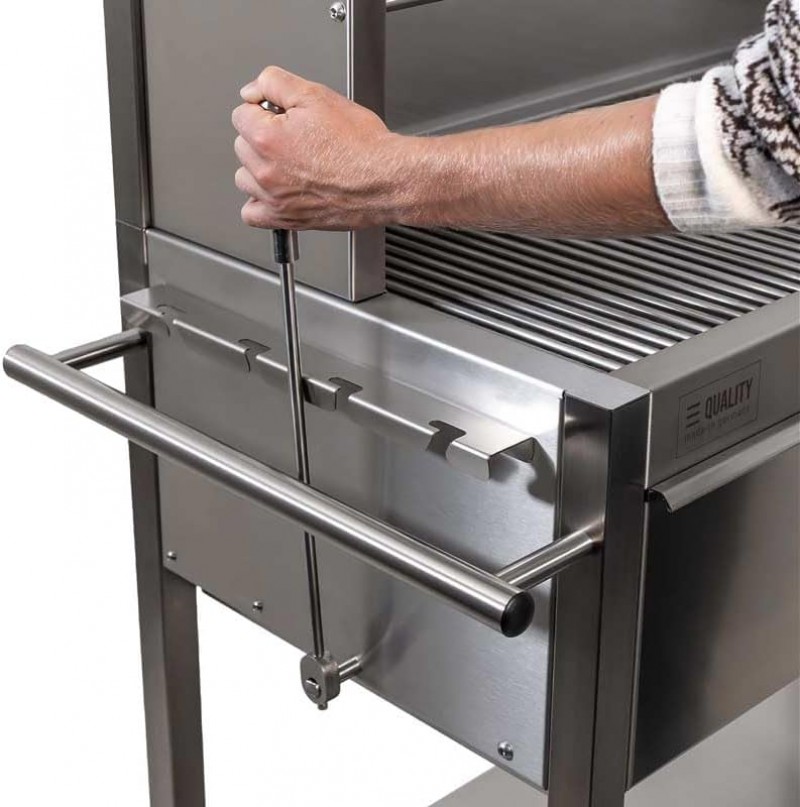 Gastrogrill Gastro Holzkohlegrill Profigrill Edelstahlgrill XXL Grill Holzkohle 4 Lenkrollen 8 mm – Thumbnail 6