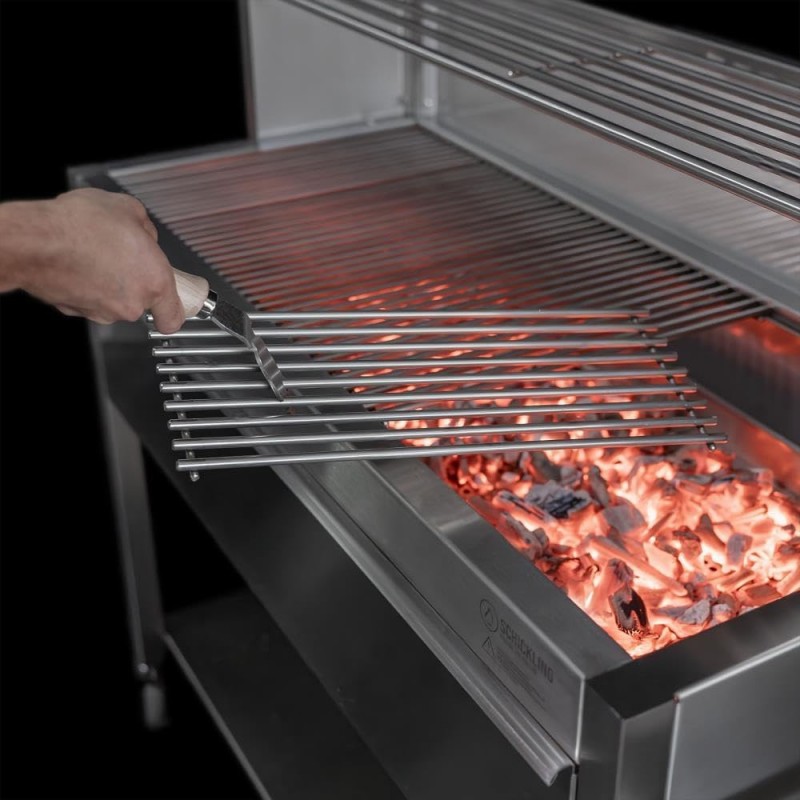 Gastrogrill Gastro Holzkohlegrill Profigrill Edelstahlgrill XXL Grill Holzkohle 4 Lenkrollen 8 mm – Thumbnail 8