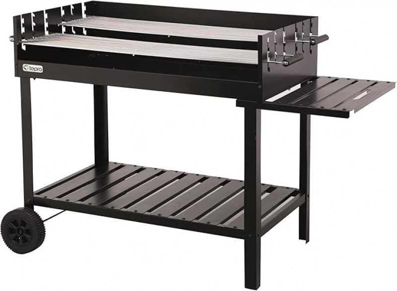 Holzkohlegrillwagen groß Riesengrill Stahl/Edelstahl mit Bremse Schwarz 980 x 560 x 1020 – 2