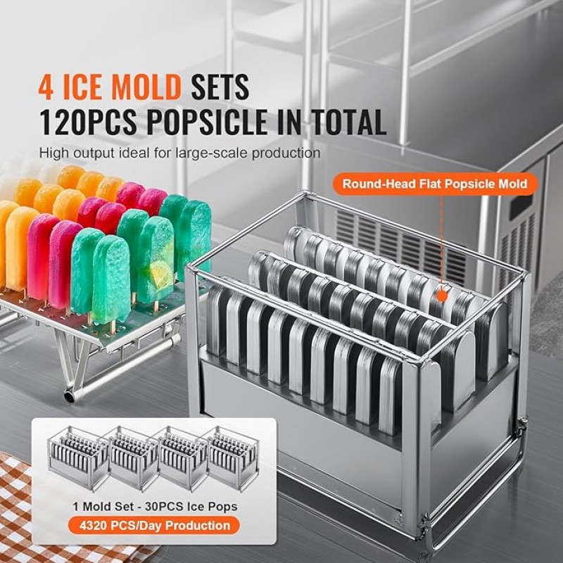 Eis am Stil kommerzielle Eismaschine 4-Formen-Set 4320 Eis am Stiel/Tag Edelstahl – 5