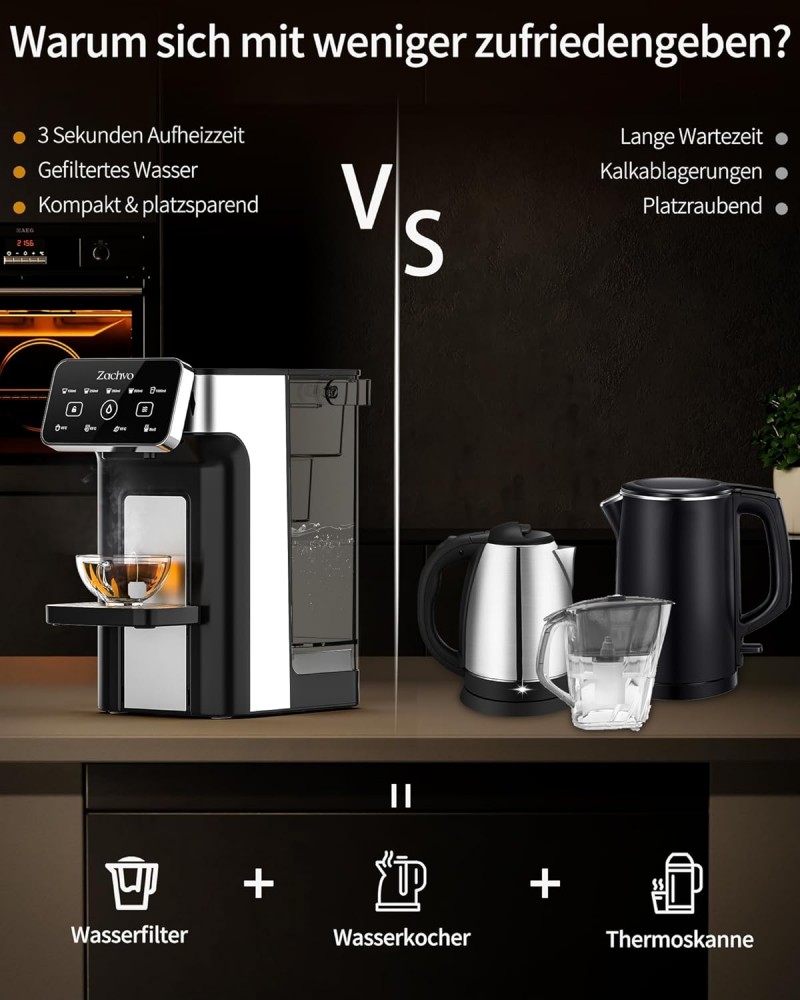 Heißwasserspender Wasserspender 3 l Tank 2600 Watt heißes Wasser in Sekunden 4 Temperaturen – Thumbnail 6