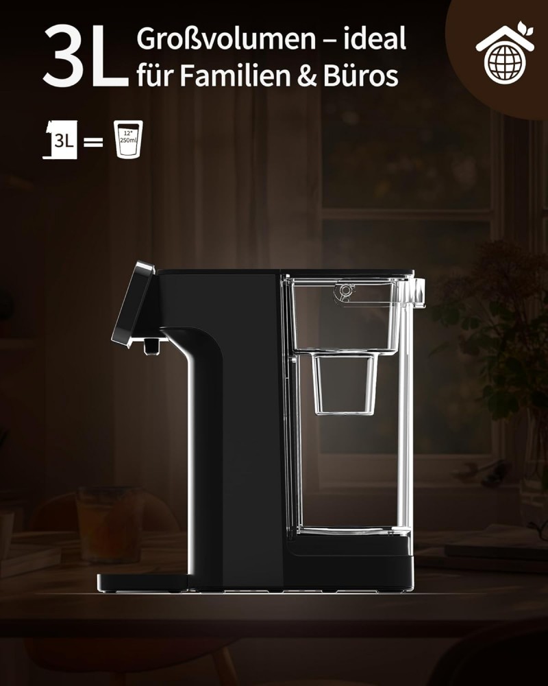 Heißwasserspender Wasserspender 3 l Tank 2600 Watt heißes Wasser in Sekunden 4 Temperaturen – Thumbnail 8