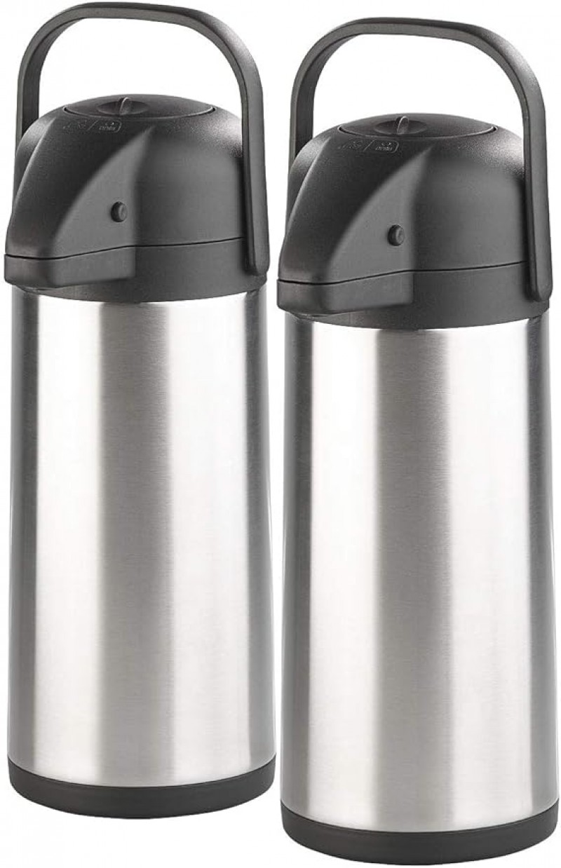 Isolierkanne Pumpkanne 2er-Set Pump-Vakuumisolierkanne Kaffeekanne doppelwandig mit Pumpsystem 2x3L