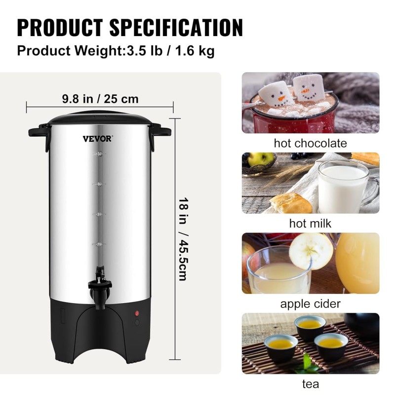 Heißgetränkespender Kaffee-Heißwasserspender Warmhaltebehälter Safteimer Glühweinkessel Glühweinkoch – Thumbnail 7