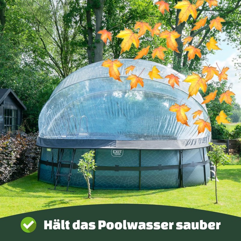 Freizeitpool Gartenpool Holzpool mit multifunktionaler Abdeckung Ø 300 x 76 cm runder Rahmenpool – Thumbnail 6